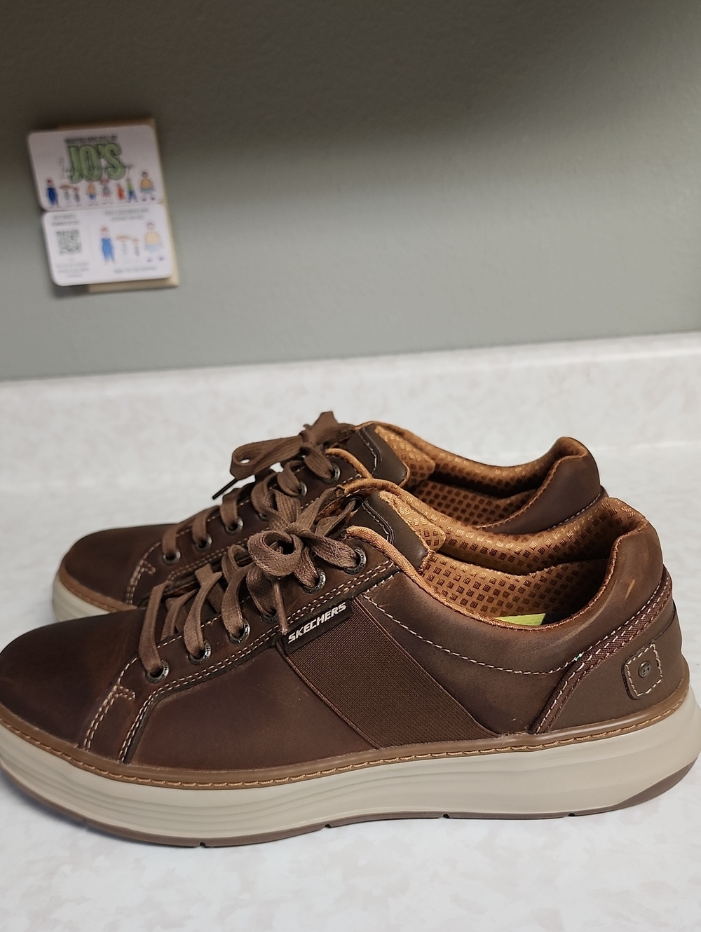 Skechers Men's Brown Low-Top Lace-Up Slip-On Sneakers 8 W ..wide number 1172
